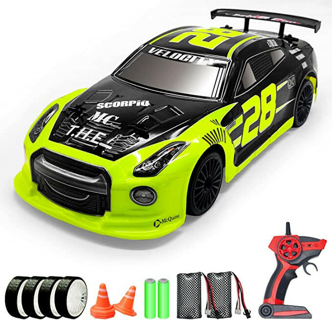 YUAN PLAN Remote Control Car RC Drift Car, 1/24 RC Car 2.4GHz 4WD RC Drift  Racing Car High Speed RC Cars with Cool Lights, Rechargeable Battery and