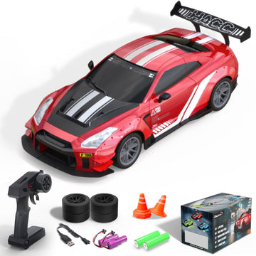 Racent 1:20 RC Drift Car 4Wd, 2 baterías, doble motor rojo