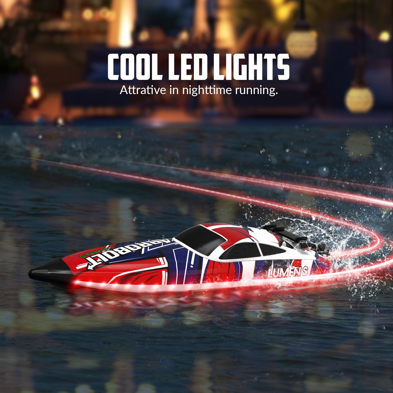 VOLANTEXRC Arrobolt Lumen S Brushless 35+MPH Fast RC Boat for Lakes RED (79706)-EXHOBBY LIMITED.