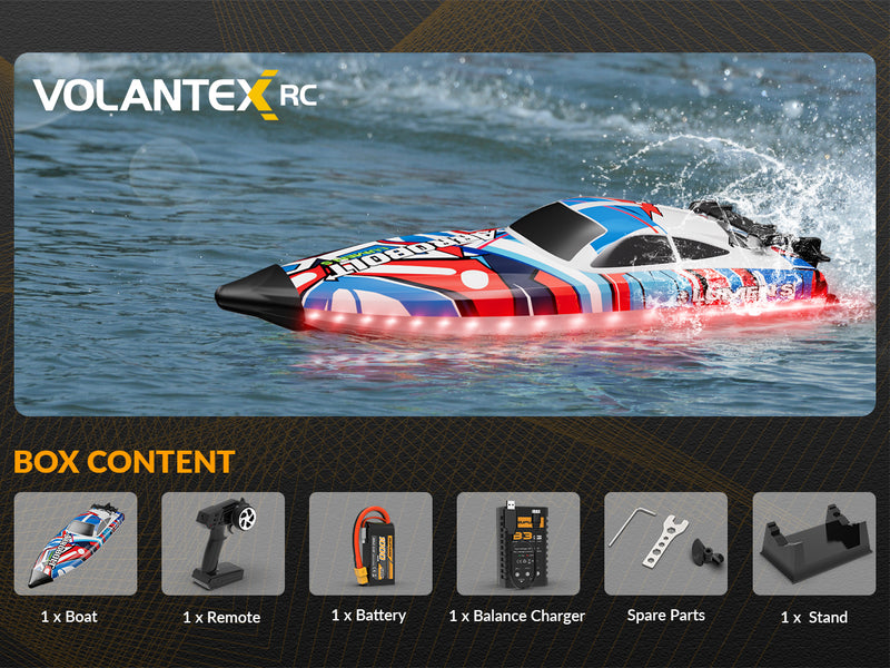 VOLANTEXRC Arrobolt Lumen S Brushless 35+MPH Fast RC Boat for Lakes RED (79706)