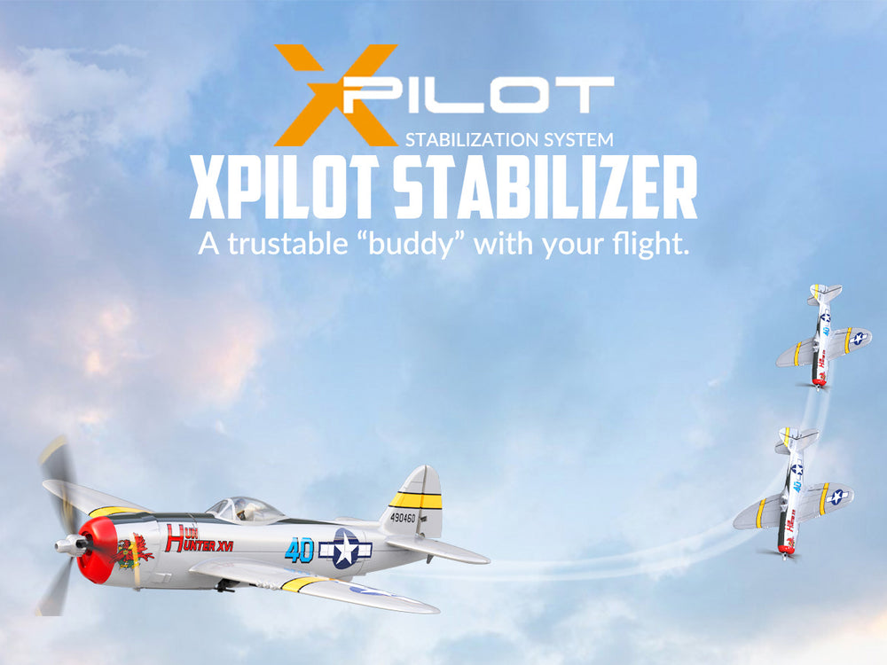 VOLANTEXRC P47 Thunderbolt Avión RC RTF - Avión de guerra de 4 canales con giroscopio &  Alarmas duales (2 baterías)
