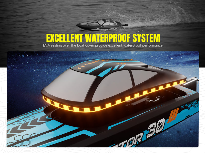 VOLANTEXRC Vector S Barco RC de alta velocidad con función de auto-enderezamiento y marcha atrás para piscina y lago (797-4 negro)