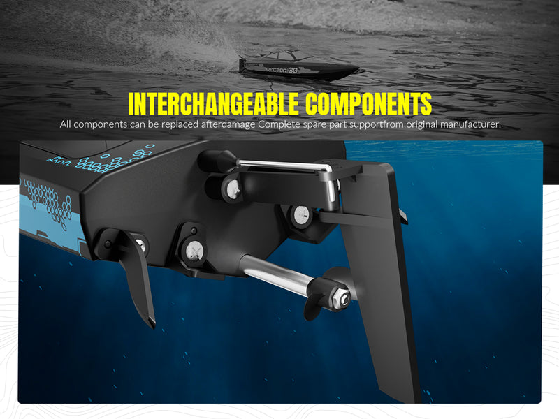 VOLANTEXRC Vector S Barco RC de alta velocidad con función de auto-enderezamiento y marcha atrás para piscina y lago (797-4 negro)