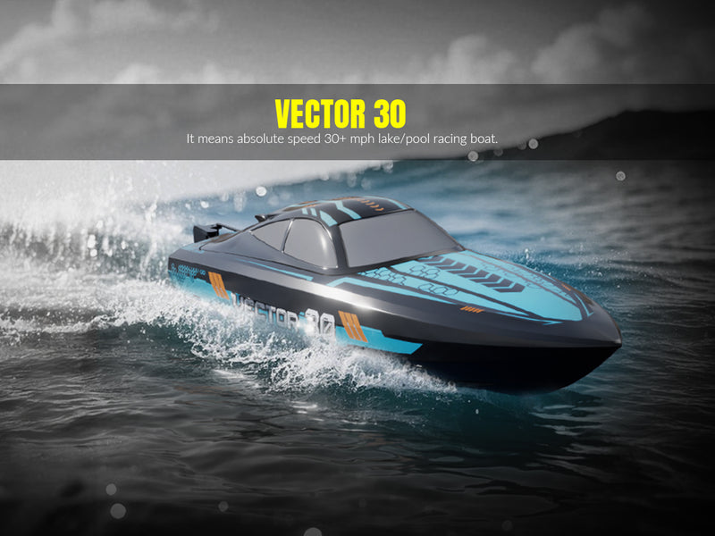 VOLANTEXRC Vector S Barco RC de alta velocidad con función de auto-enderezamiento y marcha atrás para piscina y lago (797-4 negro)