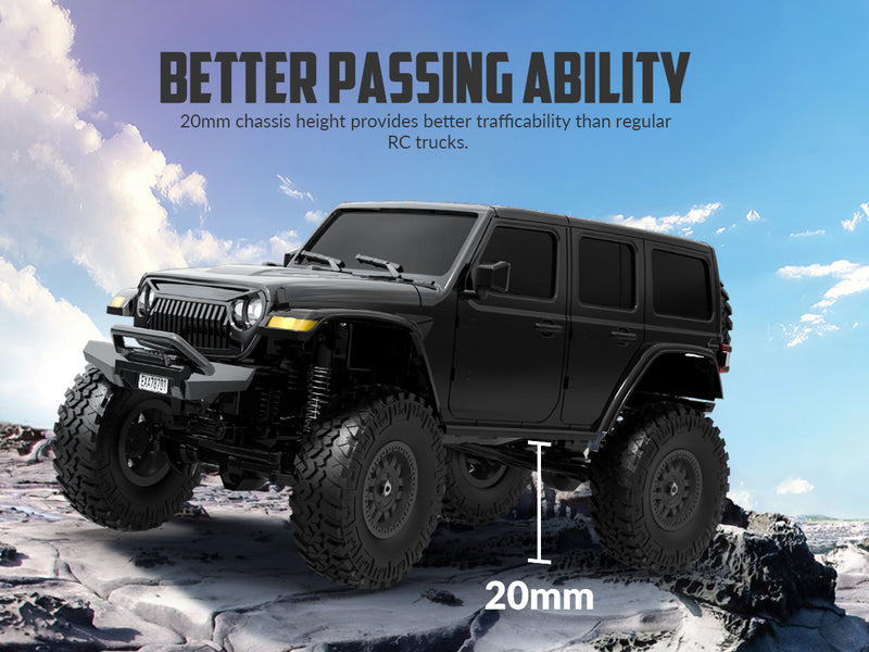 RACENT 1:24 Crawler RC Monster Truck Rock Climbing with led Light (78701 Black)