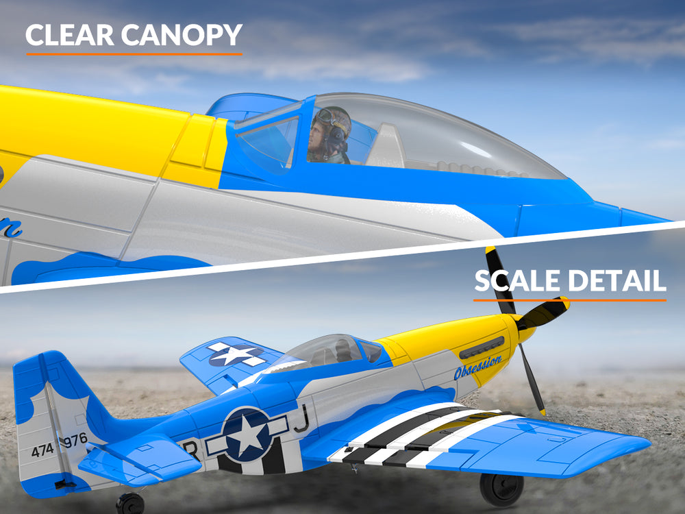 4-Channel P-51 Mustang RC Plane RTF with Xpilot Gyro - VOLANTEXRC