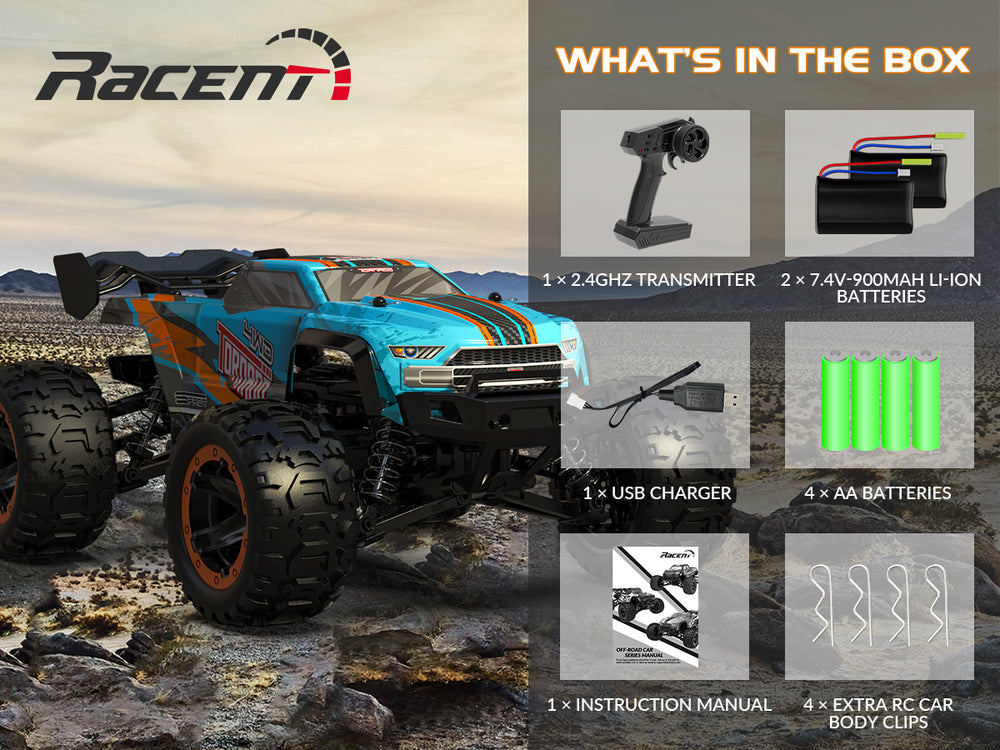 RACENT Blue Tornado 1/16 4WD Off Road RC Car 30MPH