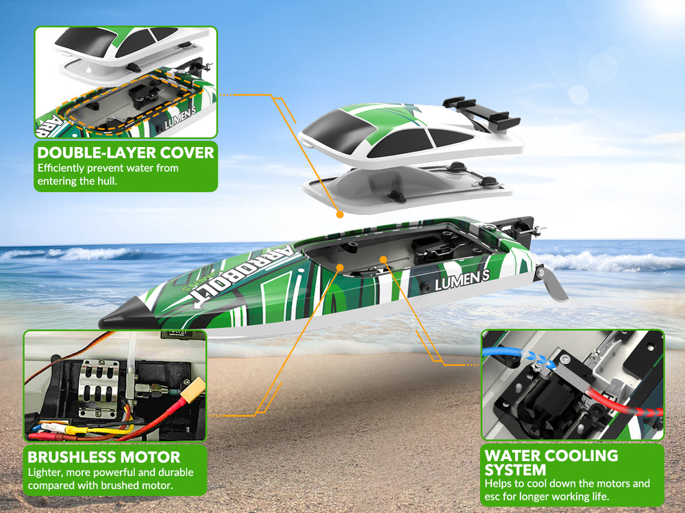 VOLANTEXRC Arrobolt Lumen S Barco RC sin escobillas 35+MPH con LED de 7 colores
