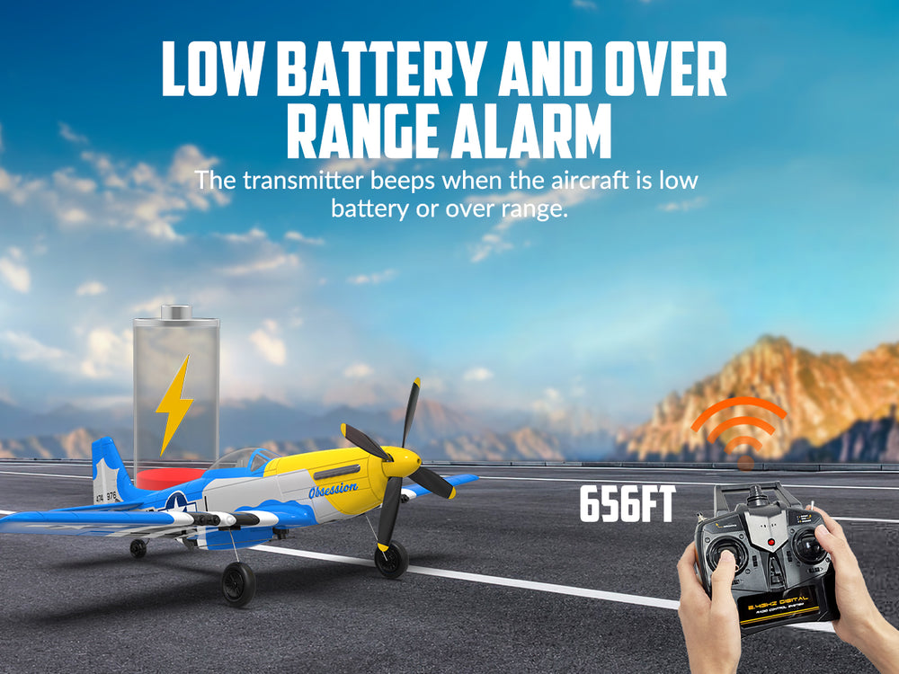4-Channel P-51 Mustang RC Plane RTF with Xpilot Gyro - VOLANTEXRC