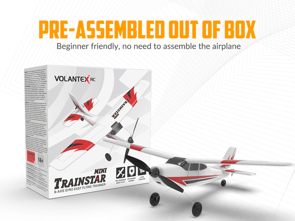 VOLANTEXRC Trainstar Mini 3CH RC Plane RTF Trainer for Beginners