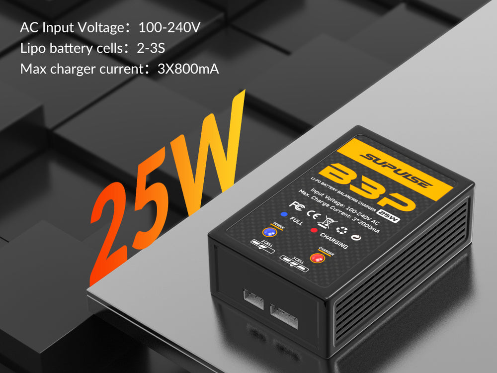 Cargador de batería SUPULSE B3P Pro AC LiPo 2S-3S 25W RC Balance Charger
