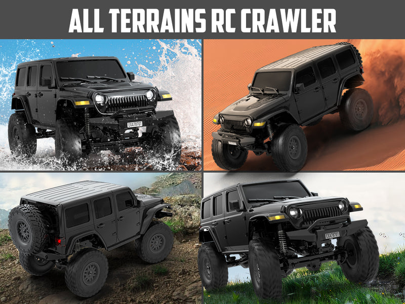 RACENT 1:24 Crawler RC Monster Truck Rock Climbing with led Light (78701 Black)