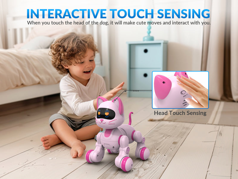 STEMTRON Programmable Remote Control & Interactive Robot Cat (White)