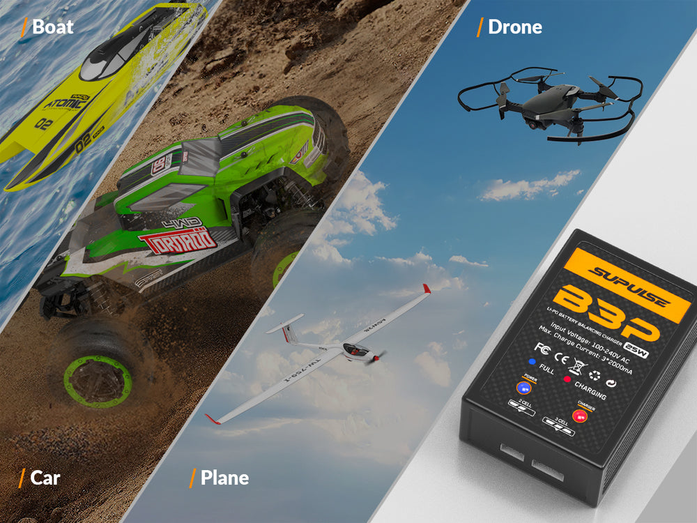 Cargador de batería SUPULSE B3P Pro AC LiPo 2S-3S 25W RC Balance Charger