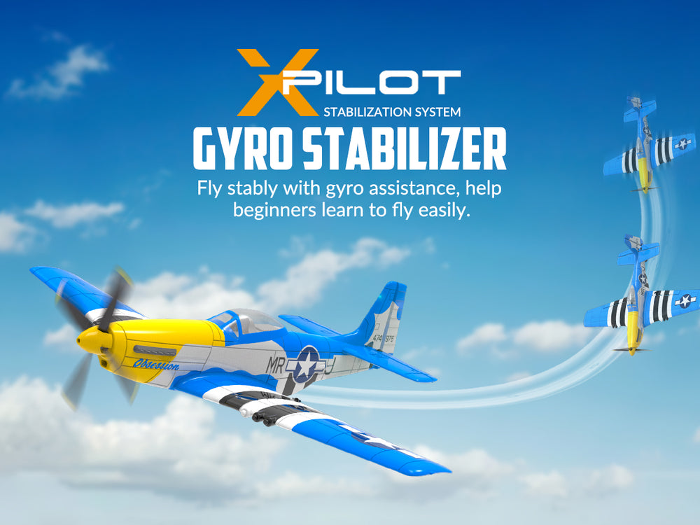4-Channel P-51 Mustang RC Plane RTF with Xpilot Gyro - VOLANTEXRC