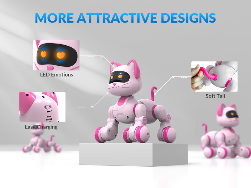 STEMTRON Programmable Remote Control & Interactive Robot Cat (White)