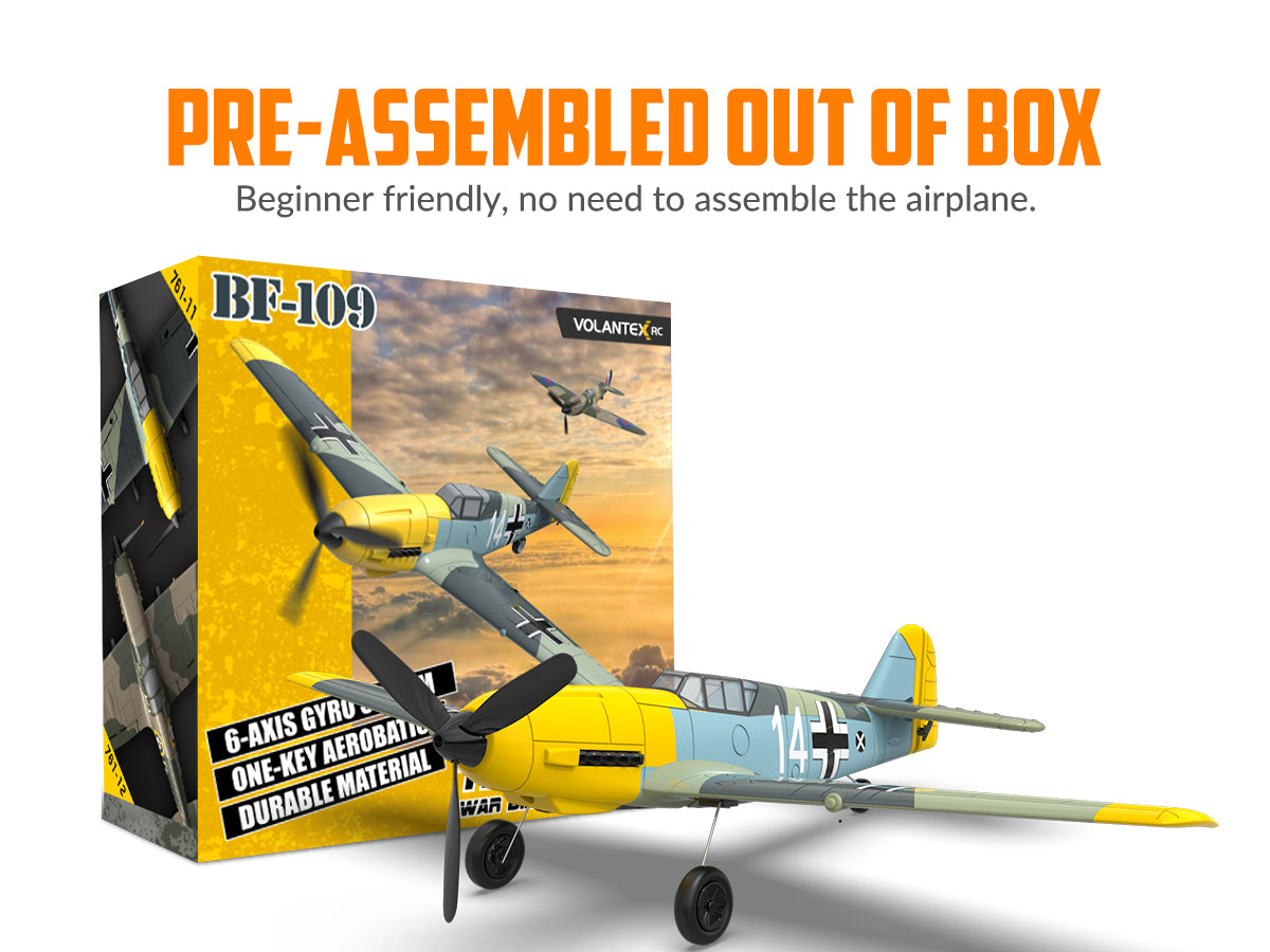 VOLANTEXRC BF109 RC Warbird Airplane with Gyro RTF