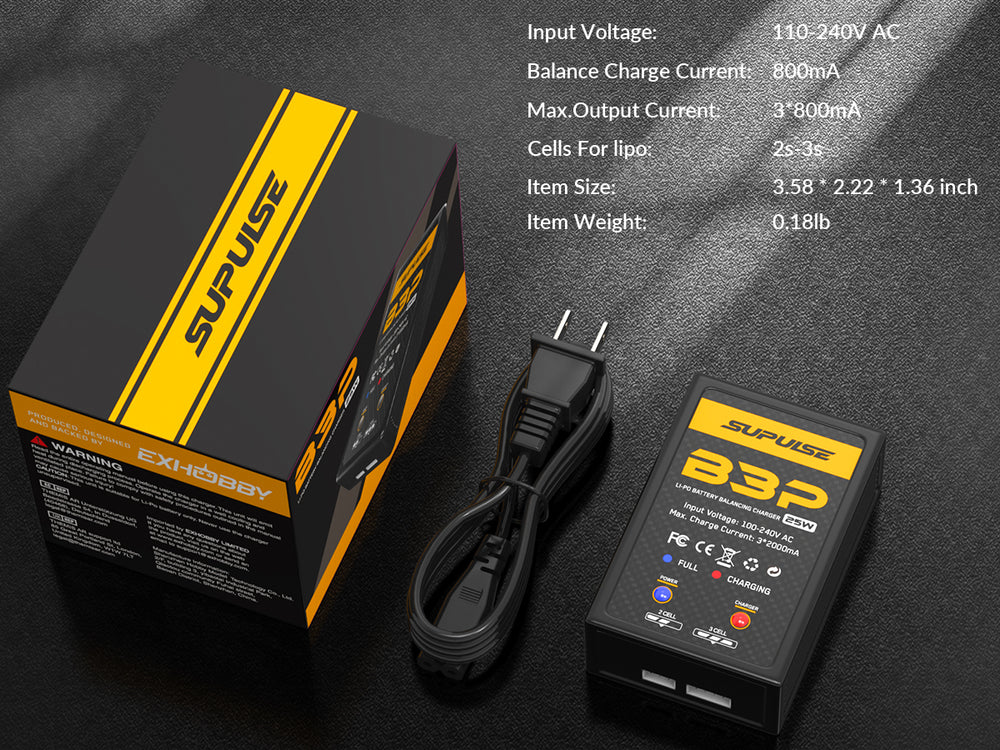 Cargador de batería SUPULSE B3P Pro AC LiPo 2S-3S 25W RC Balance Charger