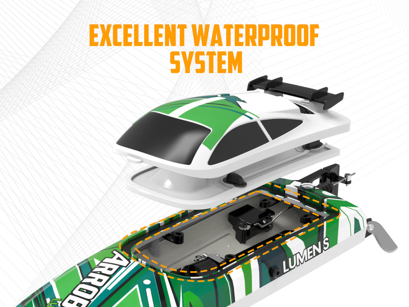 VOLANTEXRC Arrobolt Lumen S Brushless 35+MPH Full Proportional Boat GREEN (79706)