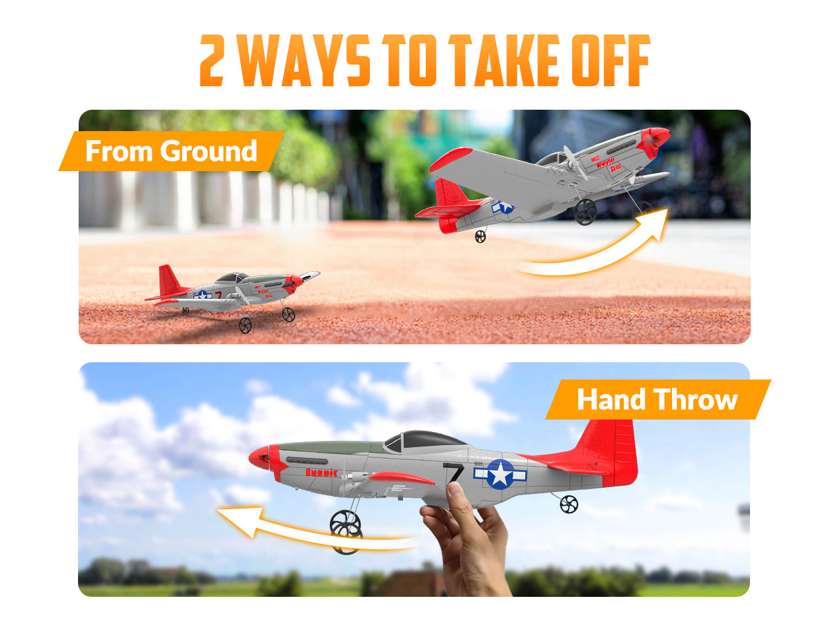 VOLANTEXRC Mustang P51D 2ch Beginner RC Airplane for kids Gyro Stabilizer  Easy Fly
