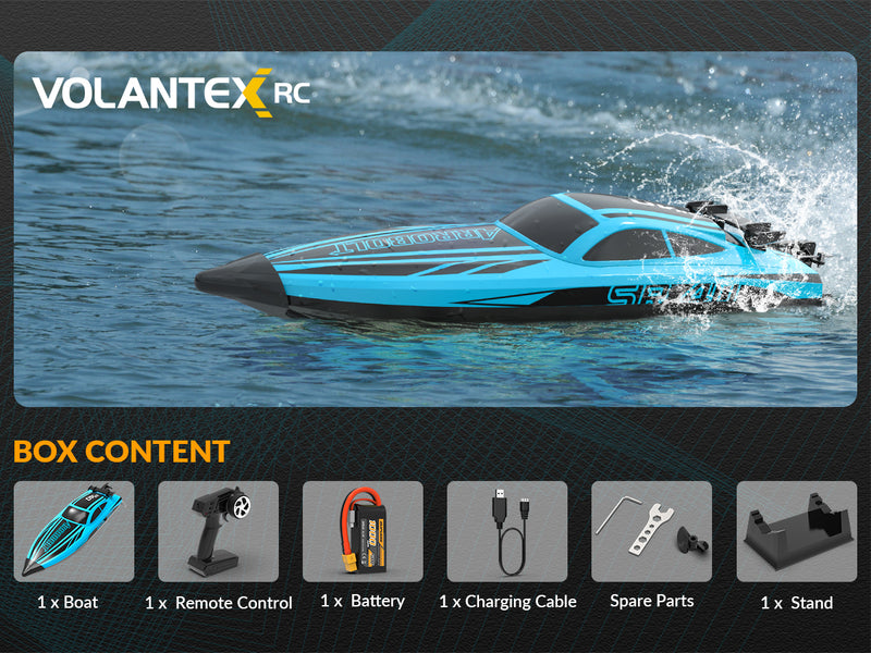 VOLANTEXRC Arrobolt SR40 Brushless 30+MPH Fast RC Boat, High Speed RC Boat for Adults (79705-blue)