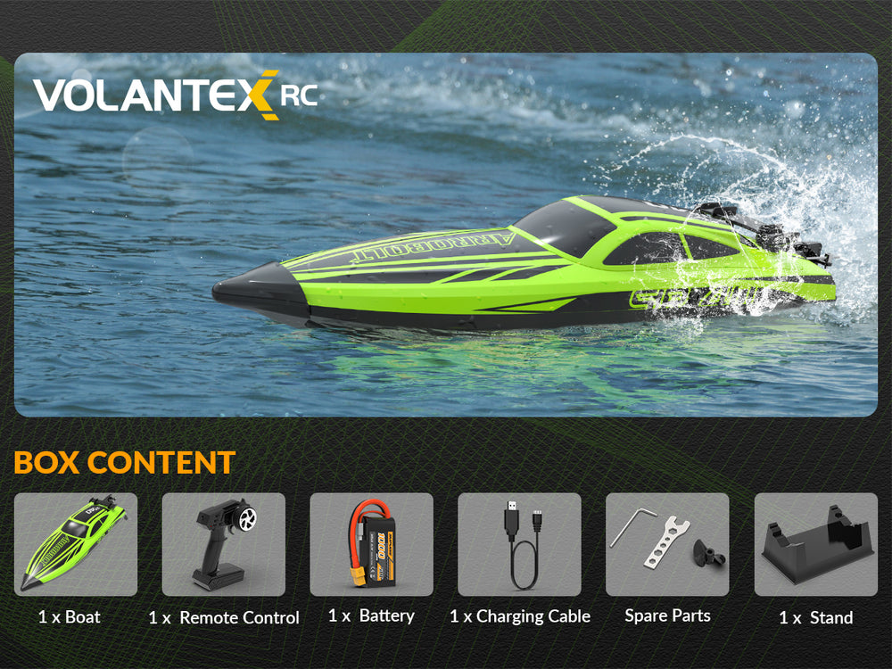 VOLANTEXRC Green SR40 Brushless 30+MPH RC Boat (79705)