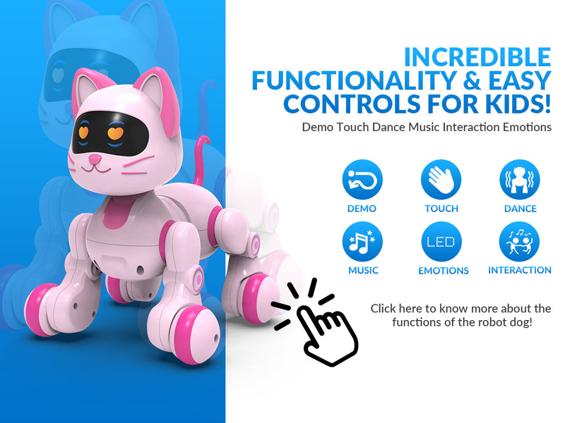 STEMTRON Programmable Remote Control & Interactive Robot Cat (White)