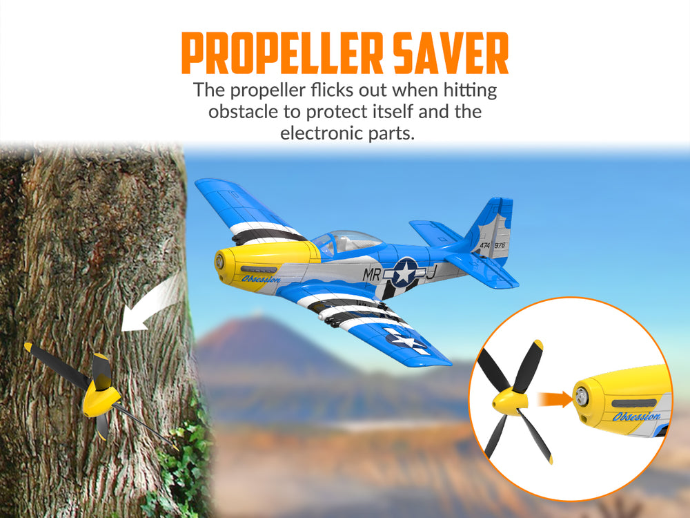 4-Channel P-51 Mustang RC Plane RTF with Xpilot Gyro - VOLANTEXRC