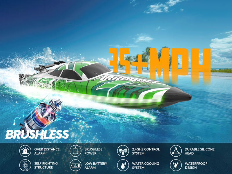 VOLANTEXRC Arrobolt Lumen S Brushless 35+MPH Full Proportional Boat GREEN (79706)