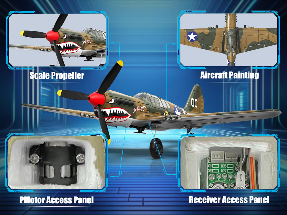 VOLANTEXRC Warhawk P40 (RTF) 4 canales 400 mm para principiantes (15,7'') 76113