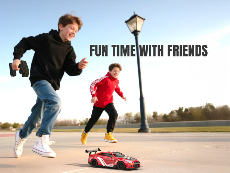 Racent 1:20 RC Drift Car 4Wd, 2 baterías, doble motor rojo