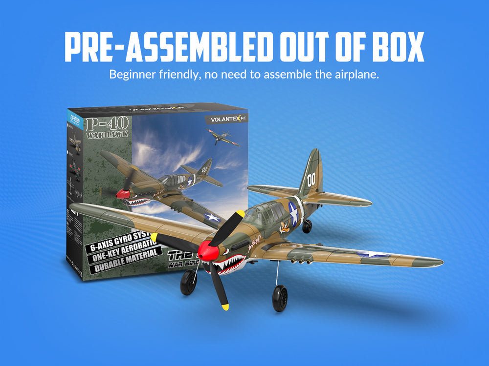 VOLANTEXRC Warhawk P40 (RTF) 4 canales 400 mm para principiantes (15,7'') 76113