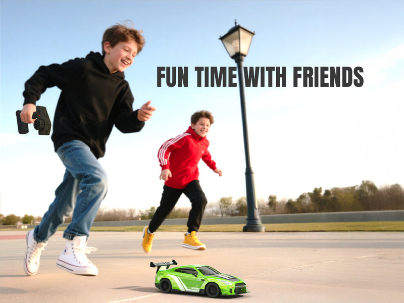 RACENT 1:20 RC Drift Car 4WD, LED Light, 2 Batteries, Dual Motor GREEN