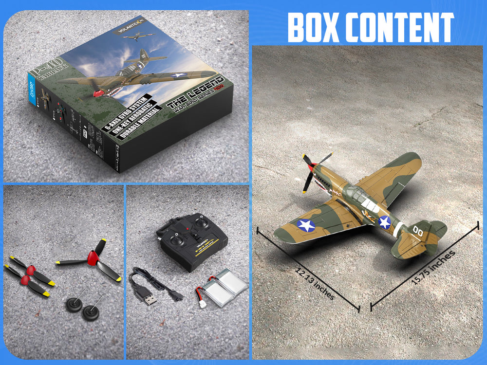 VOLANTEXRC Warhawk P40 (RTF) 4 canales 400 mm para principiantes (15,7'') 76113