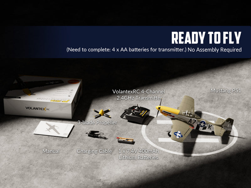 Volantexrc 500 mm Mustang P51 sin escobillas con estabilizador Gyro 76802