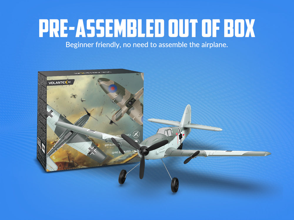 VOLANTEXRC BF109 RC Plane (RTF) 3CH 400mm for Beginners