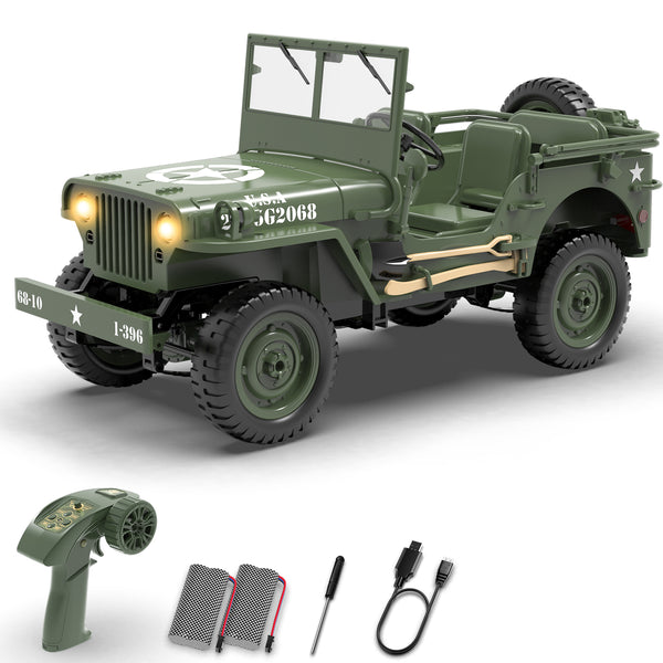 RACENT RC Crawler Escala 1:10 Simulación de un Coche Todoterreno Multiusos 2.4G 1941 Mb Scaler Willys Jeep