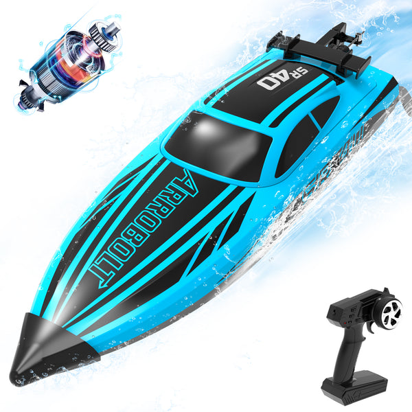 VOLANTEXRC Arrobolt SR40 Brushless 30+MPH Fast RC Boat, High Speed RC Boat for Adults (79705-blue)