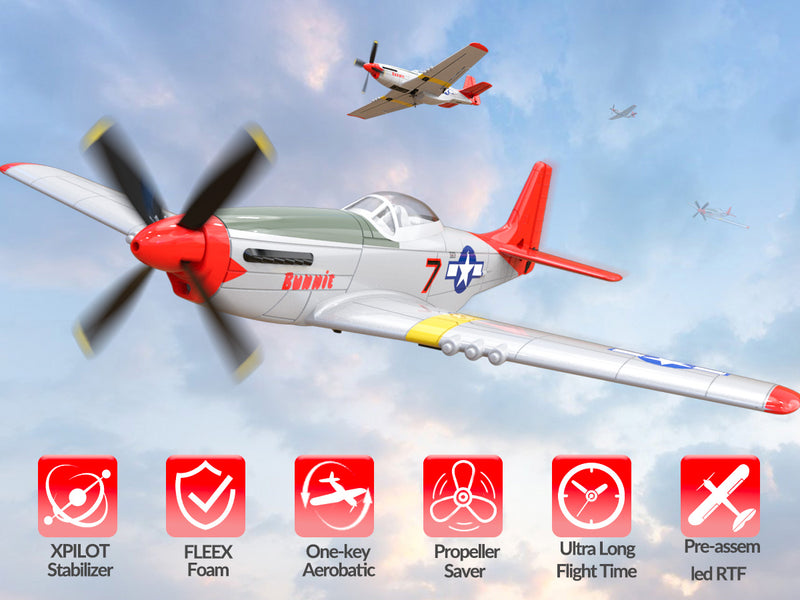 VOLANTEXRC Mustang P51 Rojo (RTF) 4 canales 400 mm para principiantes (15,7'') 76105