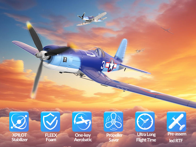 VOLANTEXRC Corsair F4U V2 (RTF) 4CH 400mm con una tecla acrobático (15,7'') 76108