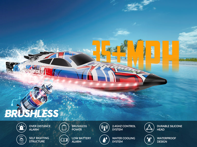VOLANTEXRC Arrobolt Lumen S Brushless 35+MPH Fast RC Boat for Lakes RED (79706)