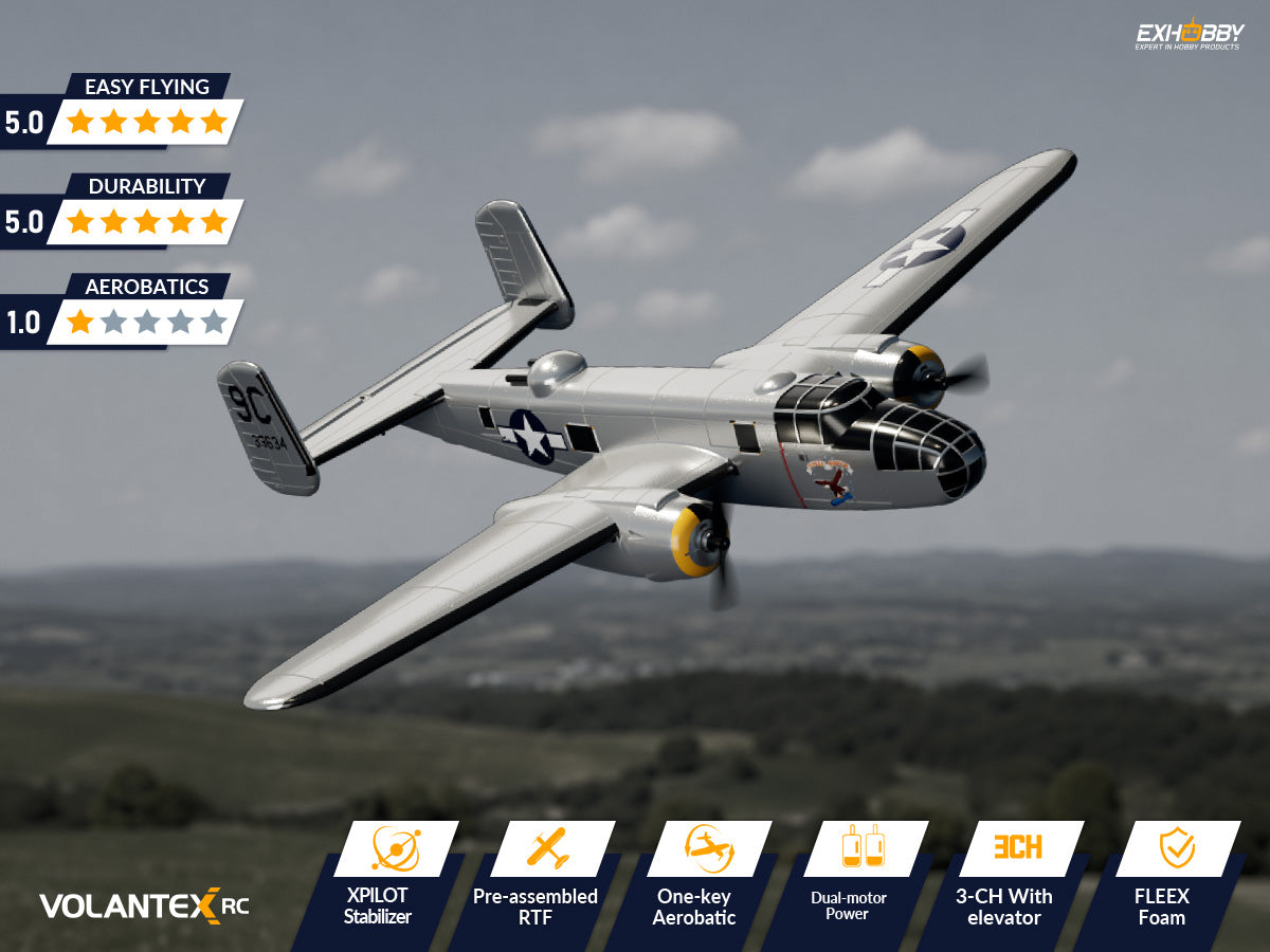 VOLANTEXRC B25 Mitchell RC Plane (RTF) 3CH 400mm | EXHOBBY
