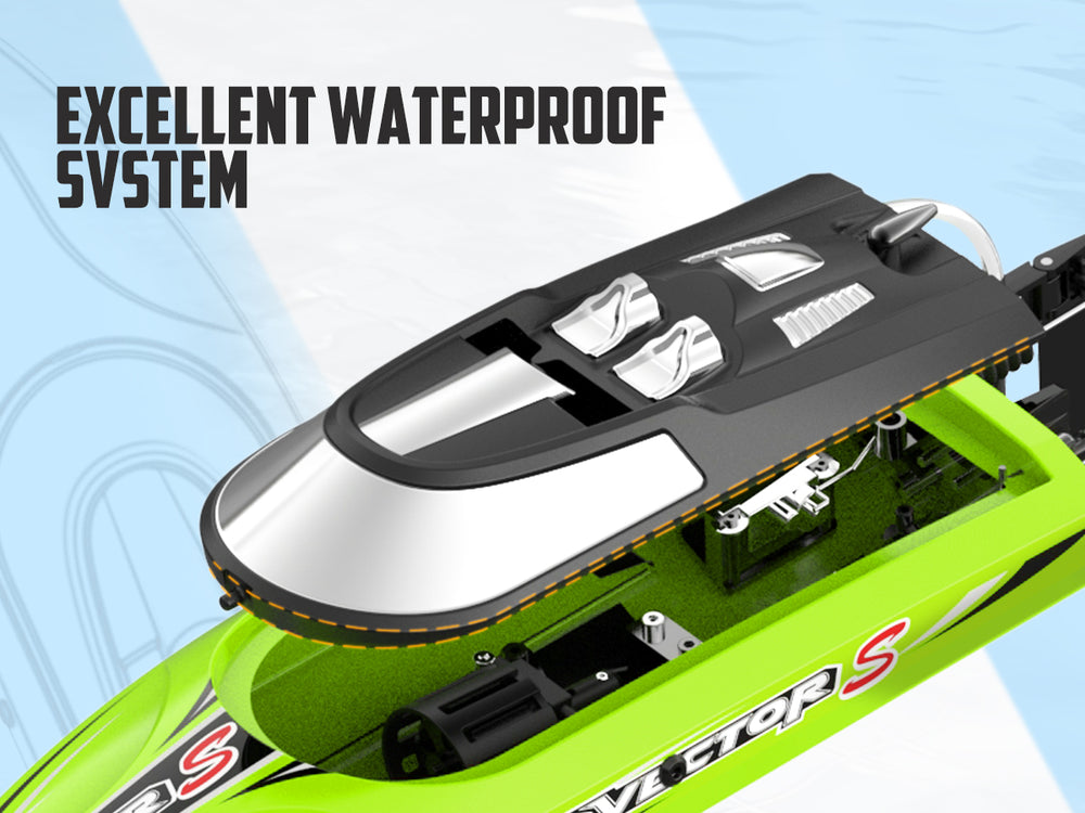 VOLANTEXRC Vector S Barco RC de alta velocidad con función de auto-enderezamiento y marcha atrás para piscina y lago (797-4 verde)