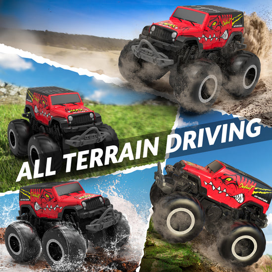 STEMTRON Amphibious Remote Control Car 1:20 All Terrain Off-Road Waterproof RC Monster Truck(Red)-EXHOBBY LIMITED.