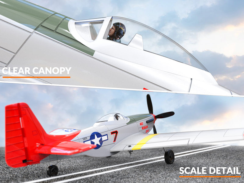 VOLANTEXRC Mustang P51 Rojo (RTF) 4 canales 400 mm para principiantes (15,7'') 76105