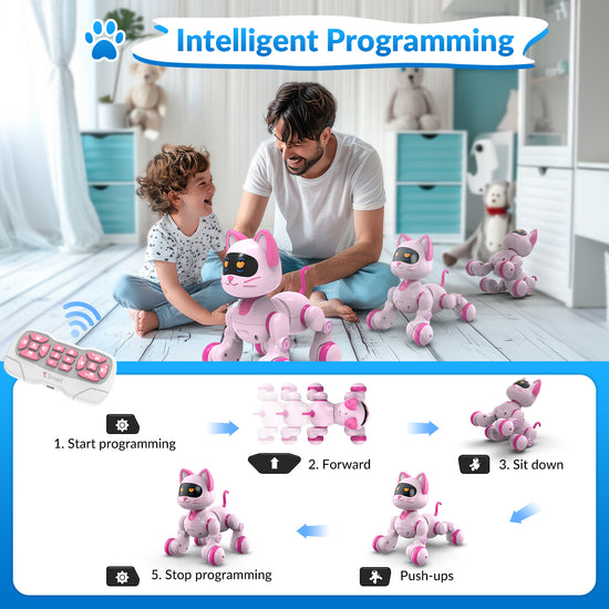 STEMTRON Programmable Remote Control & Interactive Robot Cat(Pink)-EXHOBBY LIMITED.