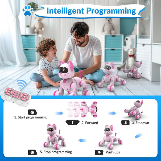 STEMTRON Programmable Remote Control & Interactive Robot Cat(Pink)-EXHOBBY LIMITED.