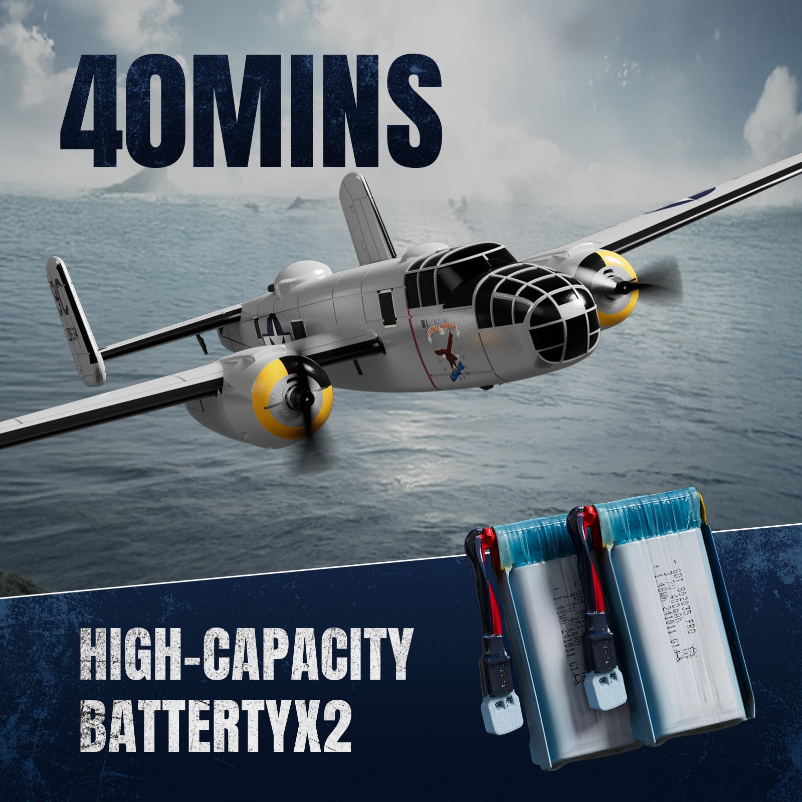 VOLANTEXRC B25 Mitchell RC Plane (RTF) 3CH 400mm | EXHOBBY