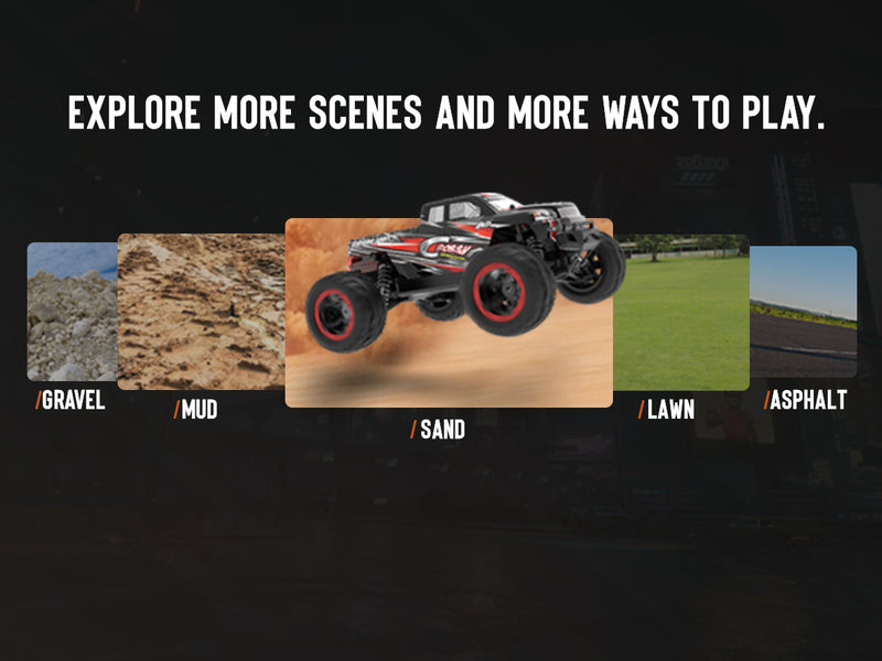 Racent 1:16 30MPH 4WD Off-Road RC Monster Truck Red (With Green Car Shell)