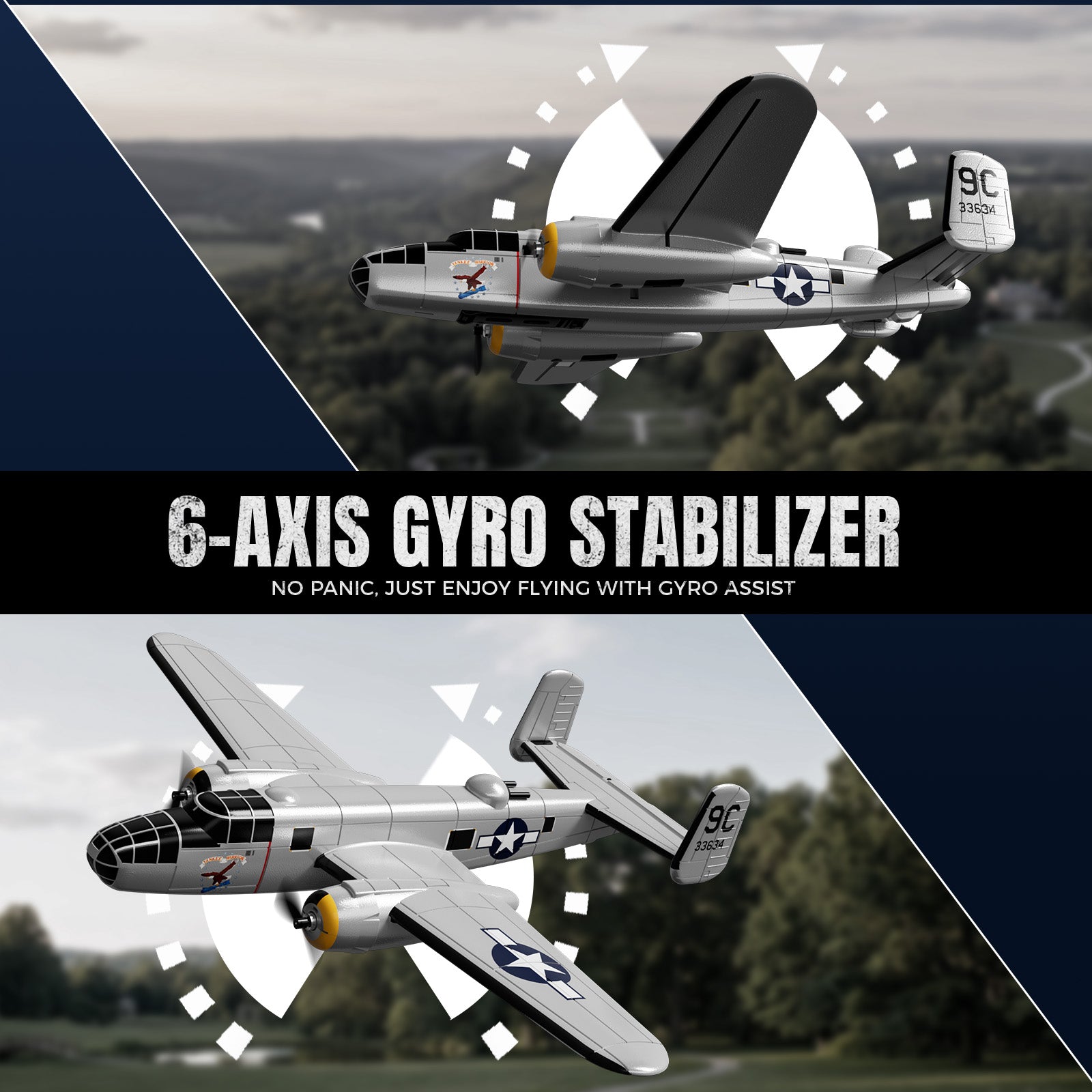 VOLANTEXRC B25 Mitchell RC Plane (RTF) 3CH 400mm | EXHOBBY
